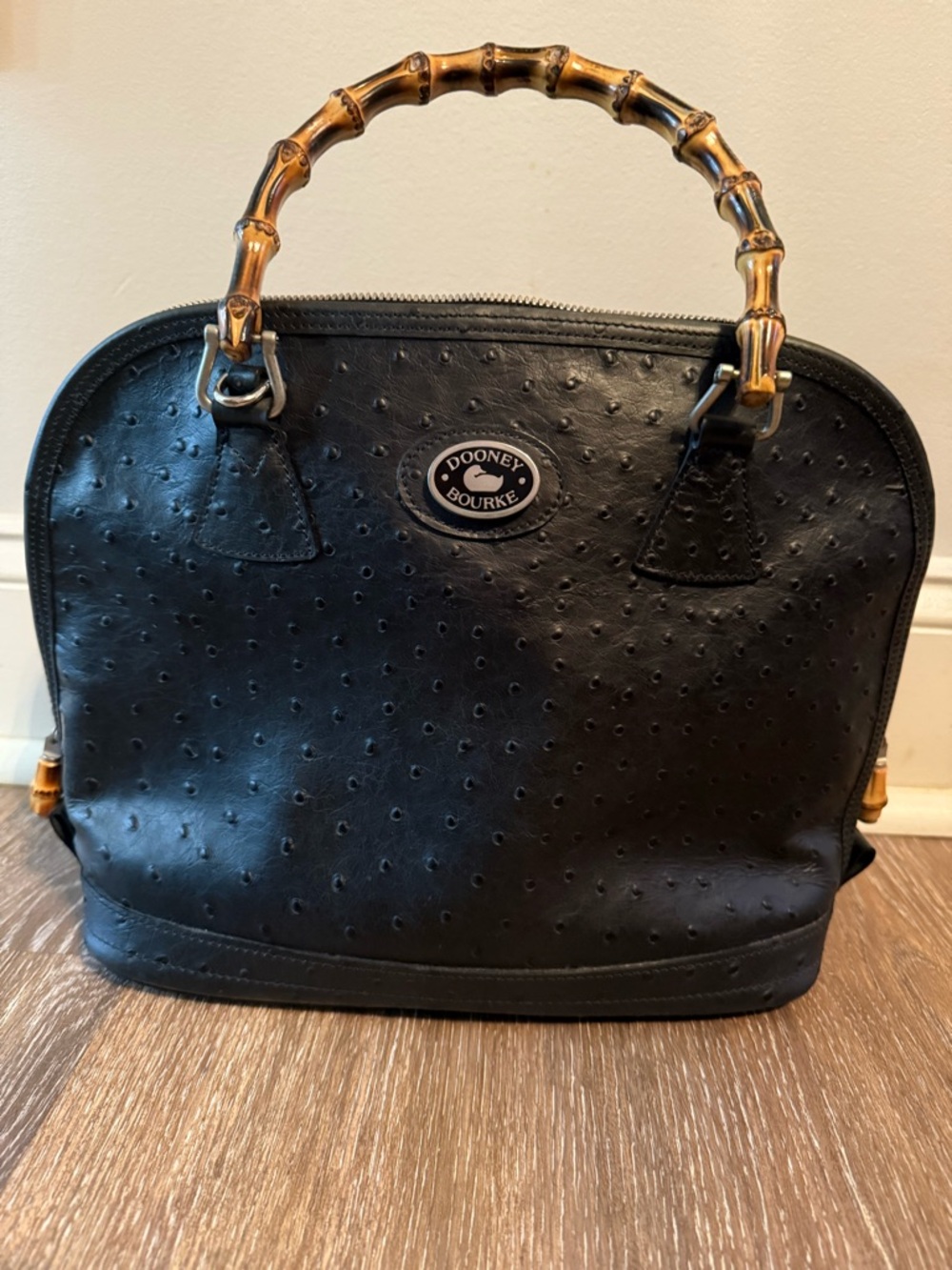Dooney & Bourke Black Dome Satchel with Bamboo Handles- LIKE NEW